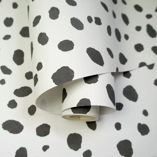 Dalmatien Point Imprimé - Blanc/Noir 12940 - Holden Decor à Pois Animal Papier