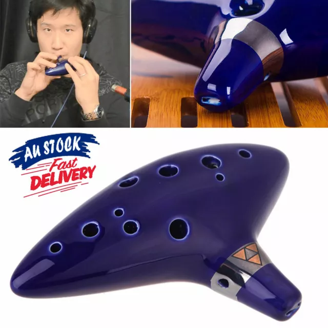 12Hole Blue Gift Instrument Wind Ceramic Flute C Alto Ocarina Legend of Zelda