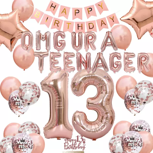 Official Teenager 13th Birthday Decorations for Girl Rose Gold Omg Ur a Teenage