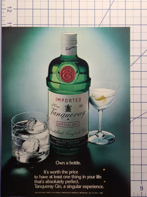 Tanqueray English Gin Green Bottle Cocktail Bar 1982 Vintage Print Ad 2