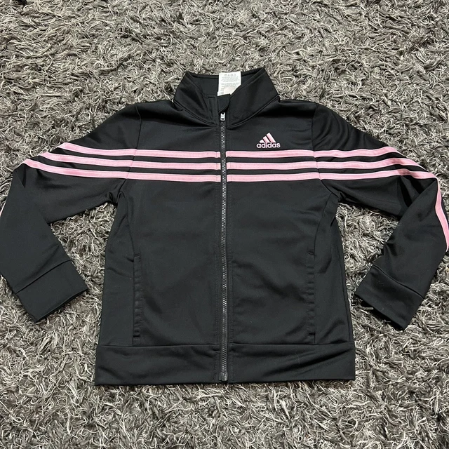 Adidas Size 6 Girls Pink Athletic Full Zip w/Pockets Active Track Jacket a147