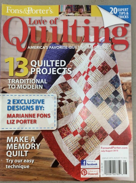 FONS PORTERS LOVE Of Quilting Vintage Magazine July/August 2013 Memory ...
