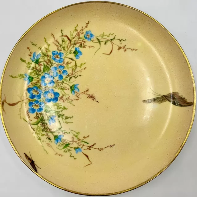 LOVELY c1885 H&Co HAVILAND LIMOGES ARTIST SIGNED CABINET PLATE, BUTTERFLIES