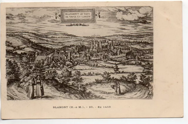 BLAMONT - Meurthe et Moselle - CPA 54 - vue en 1450 d'aprés une gravure