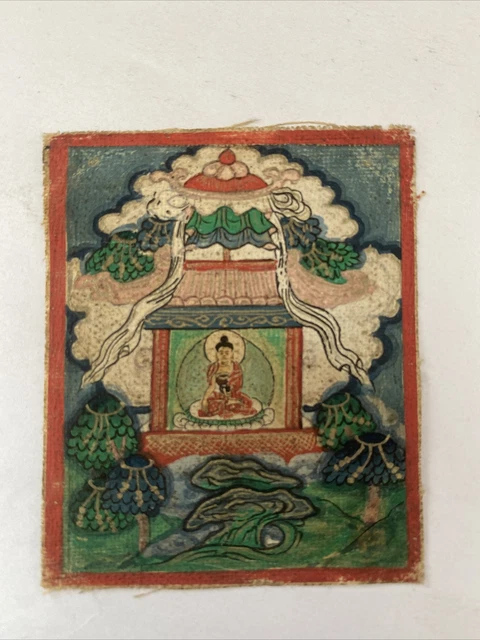 Mongolian Tibetan Buddhist miniature Tsakli Thangka painting  Mongolia 5.5x6.5