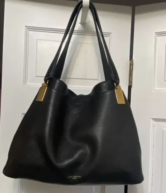 Kurt Geiger London Pebbled Leather Bag Black Shoulder Satchel Purse Tote