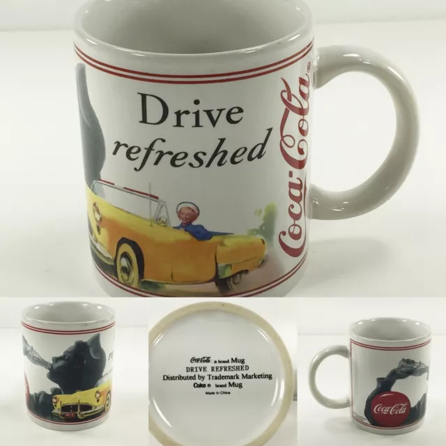 Coca-Cola Drive Refreshed Coffee Mug Tea Cup White Red Ceramic