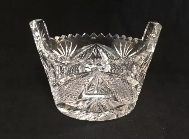 Antique American Brilliant Period Cut Glass Small Ice Tub Pinwheel Decoration