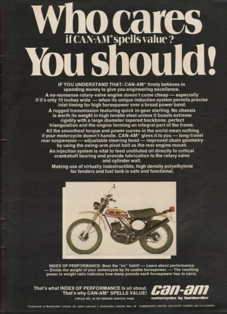 1975 Can-Am - Vintage Motorcycle Ad