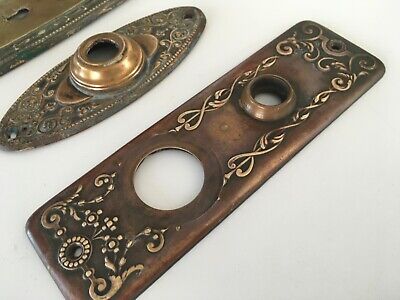 Bronze Copper Antique Doorknob Escutcheons beautiful 3