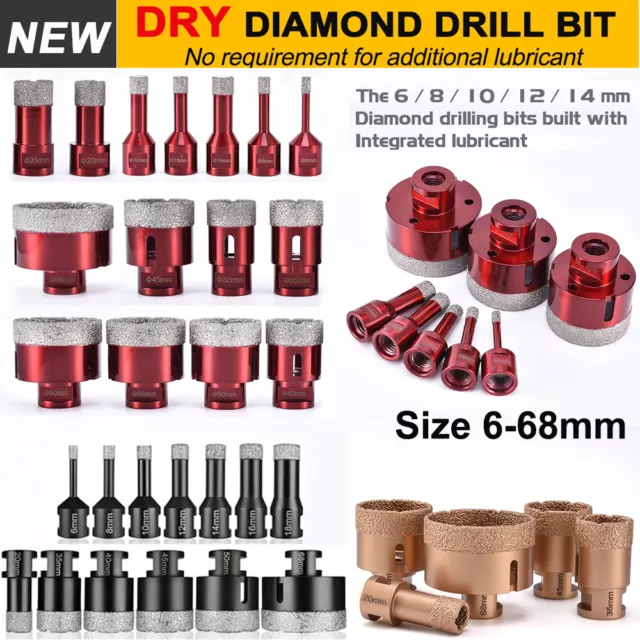 6-68mm Dry Diamond Drill Bit Hole Saw Core Cut For Porcelain  Tile Glass Ceramic