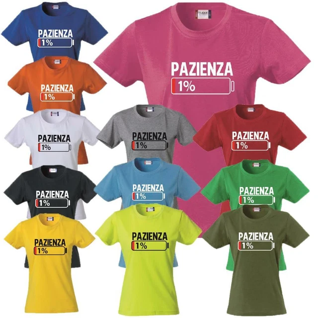 T-Shirt Donna Pazienza 1% Maglietta Simpatica Manica Corta PS 28870-A001