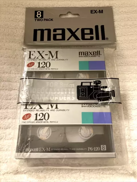 (2 PACK) MAXELL EX-M 120 8mm VIDEOCASSETTE FOR CAMCORDERS ~ BRAND NEW SEALED
