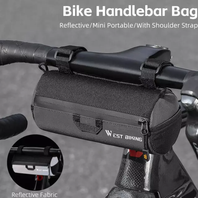 WEST BIKING Bicycle Handlebar Bag Shoulder Bag Waterproof 1L Reflective Bag I6D6