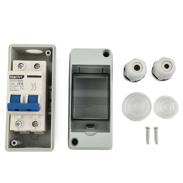 Interrupteur DC Solaire 500V - 2 Entrées/2 Sorties - Disjoncteur 32A Et Parafoudre - Étanche IP65