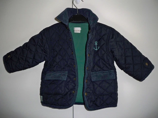 Mamas & Papas Alter 12-18 Monate Baby Jungen gesteppt marineblaue Jacke Presse Nieten befestigen