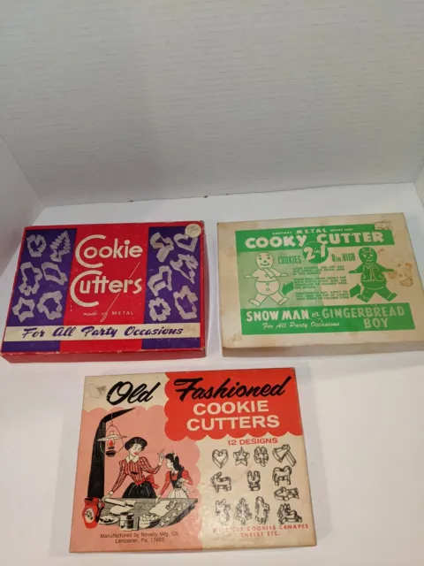 lot vintage metal Box Sets cookie cutters Two Complete -  One Box Missing One