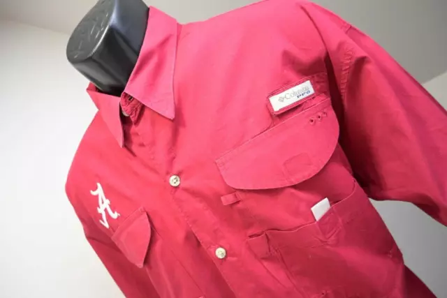 Columbia PFG Vented Fishing Shirt Alabama Crimson Tide Mens Size Large