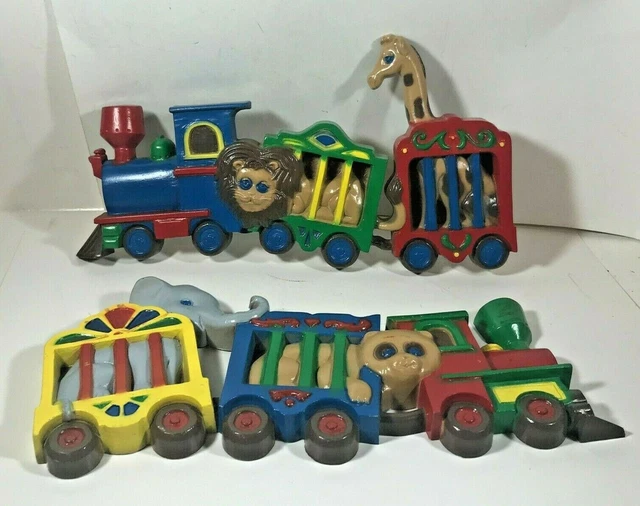 Pair of Vintage BURWOOD Products Nursery Wall Plaques Circus Train