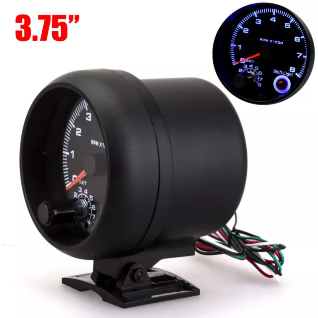 3.75" Universal Car Tachometer Gauge 8000RPM High Speed LED Shift Light 12V