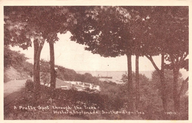 Southend On Sea - Western Esplanade Through The Trees ~ An Old Postcard #231391