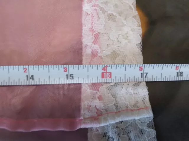 Vintage Half Apron Pink Chiffon Sheer White Lace Pinup Hostess Housewife Apron 3