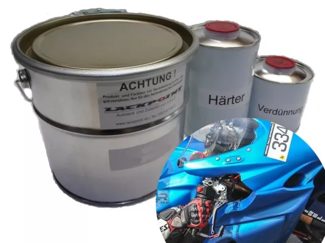 1 Liter Set 2K Autolack Skyline Blue 2 Metallic Tuning Farbe Blau Lack Trendlac