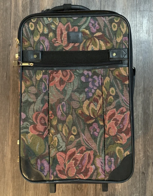 Vintage Appleseed Rolling Suitcase with Floral Pattern  21”x14”x6.5" E1