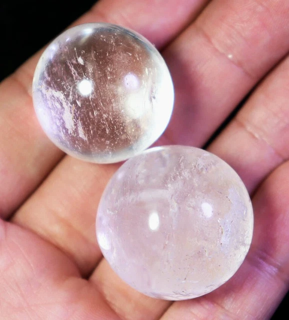 2pcs Natural White Clear Quartz Crystal Polished Palm Stone Reiki Madagascar