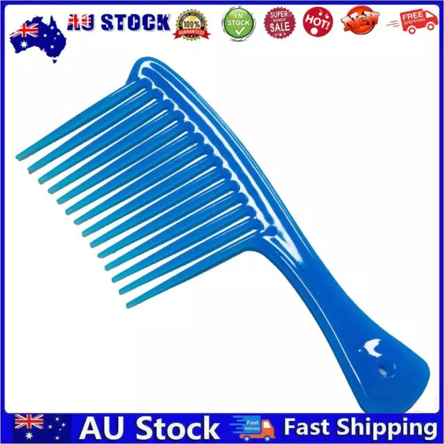 AU Large Wide Tooth Comb Handle Detangling Reduce Hair Loss Brush Tool (Blue)