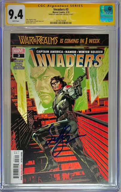 Sebastian Stan Signed CGC Signature Series Graded 9.4 Invaders #3