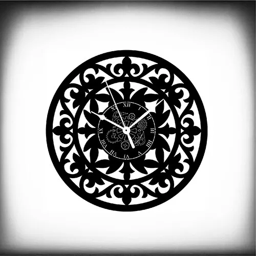Orologio in Vinile da Parete Fiore Artwork Mandala Yin Yang Design 02 Moderno