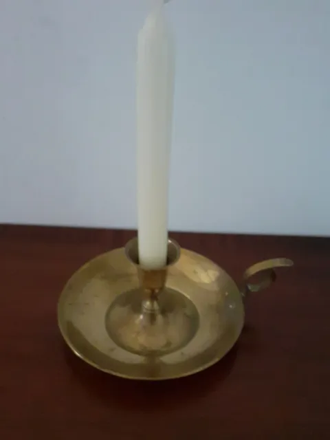 Brass Vintage Candle Stick .chamber Holder