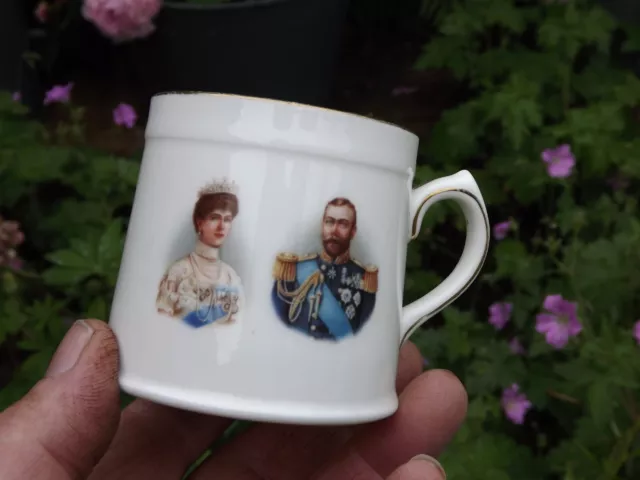 1911 Coronation King George 5th in blue uniform & Queen Mary Royal Doulton mug