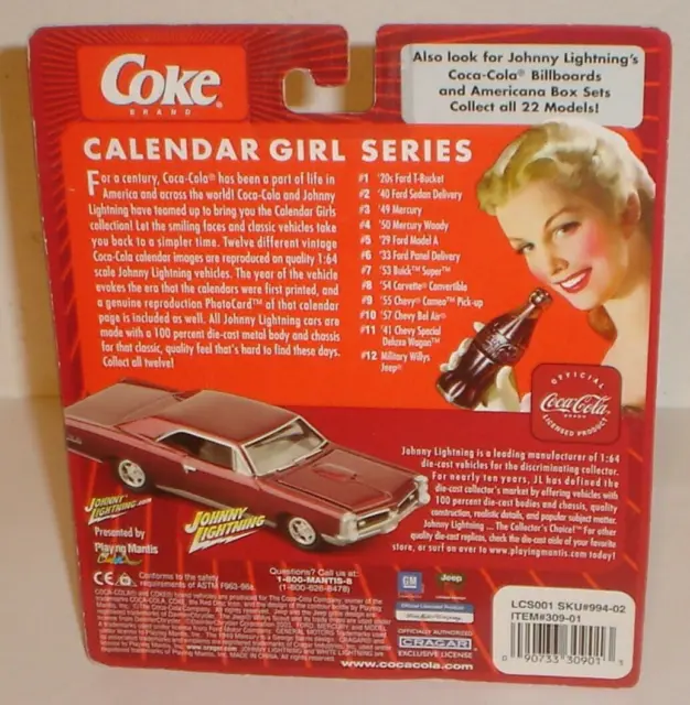 Coche diecast diecast Johnny Lightning Coca-Cola Calendar Girl Series '20 años 20 3