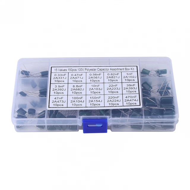 Akozon Polyester Condensateur Assortiment Kit 150pcs 100V 15 Valeur...
