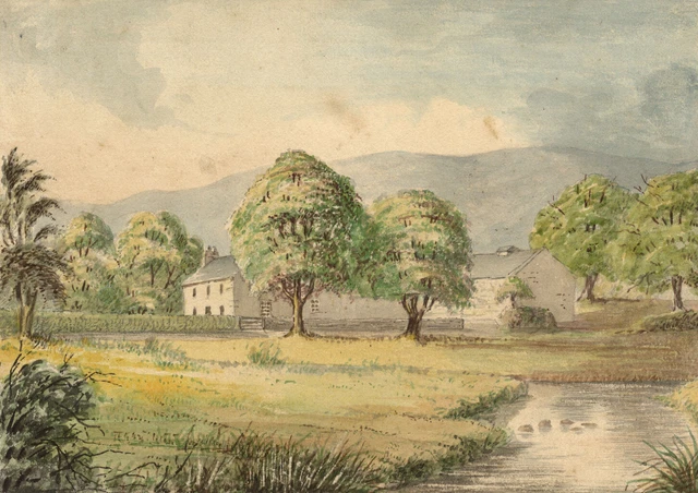 George Corson, Farmhouse, Yorkshire Dales –Mid-19th-century watercolour painting