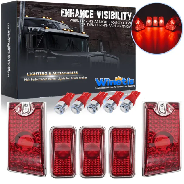 Red Lens Cab Roof Marker Light w/ LED Bulbs Assembly For Hummer H2 SUT 2003-2009