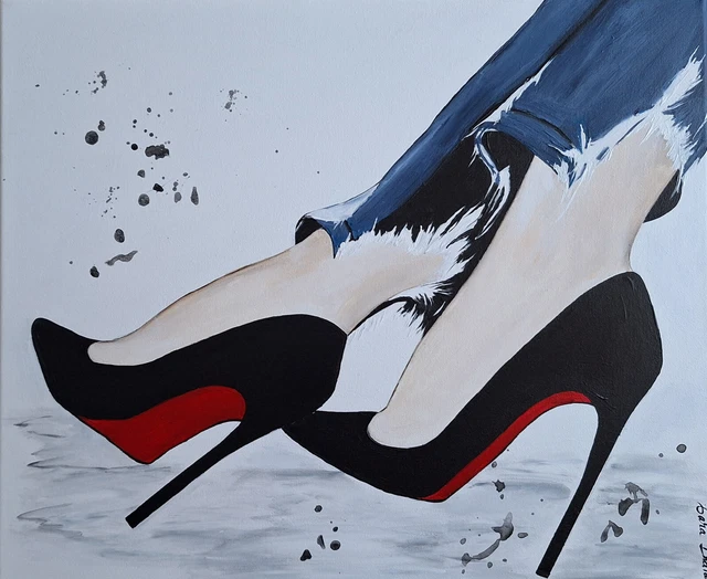 TABLEAU ART CONTEMPORAIN PEINTURE ESCARPINS louboutins femme