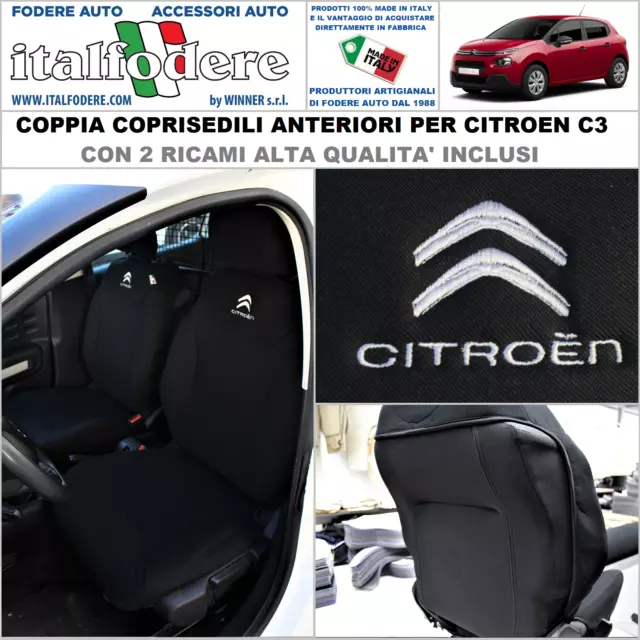 Housses de siège avant Citroen C3 Specifi Noir avec logos