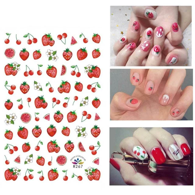2 pegatinas para uñas brillo flores fruta corazón verano arte en uñas decoración hágalo usted mismo jy
