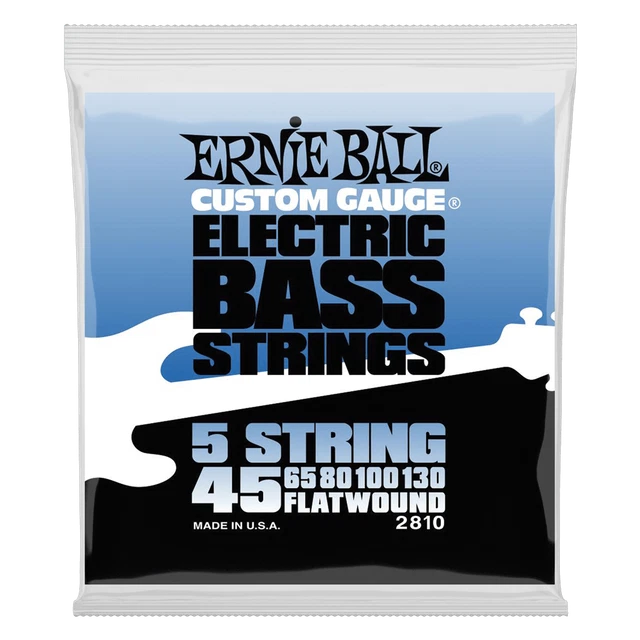 Flatwound 5-String Electric Bass Strings - 45-130 Gauge