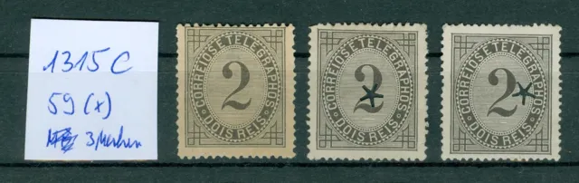 (1315C) Portugal 59 Drei Freimarke Ziffernzeichnung ohne Gummi