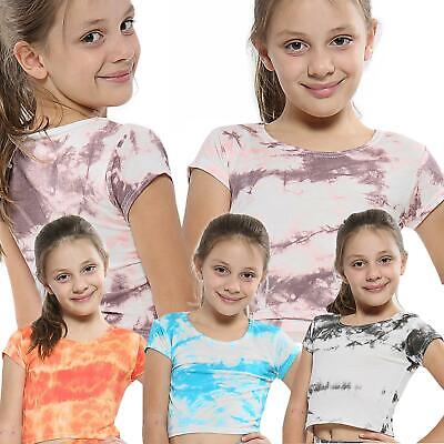 Ragazze Bambini Top Tops Tie Dye Stampa Alla Moda Fahsion alla moda T Shirt Crop Top 5-13 Y