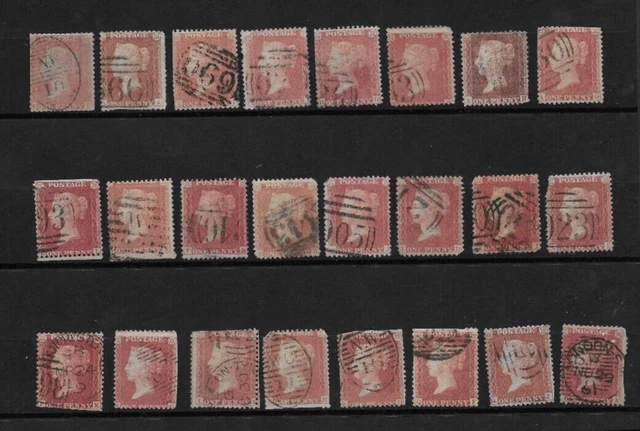 GB Queen Victoria "1d Penny Red's" 1841 VFU x24 stamps  LH