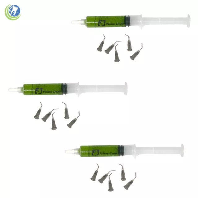 3 X Dental 37% Dental Phosphoric Acid Etching Etchant 12gm Syringe Gel Kit Green