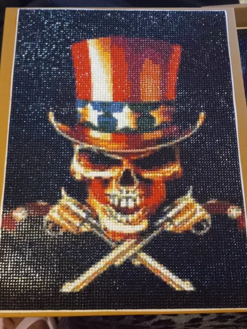 USA top hatted skull with guns Diamond Art 30x40cm