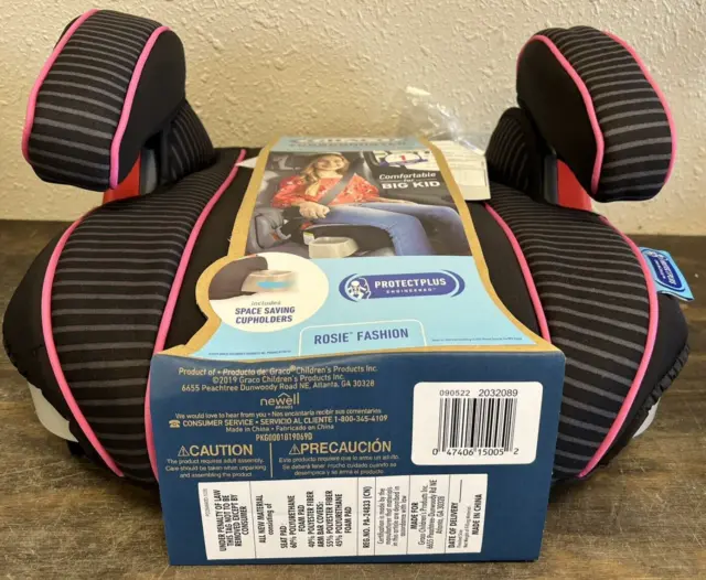 Graco Backless Booster Car Seat - Black / Pink Rosie's Fashion 40lbs - 100lbs