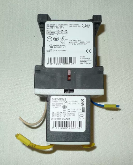SIEMENS CONTACTOR 3ZX1012-ORH111AA1, 3RH1911-2GA22 W/ 3RT1916-1BB00 Surge Sup.