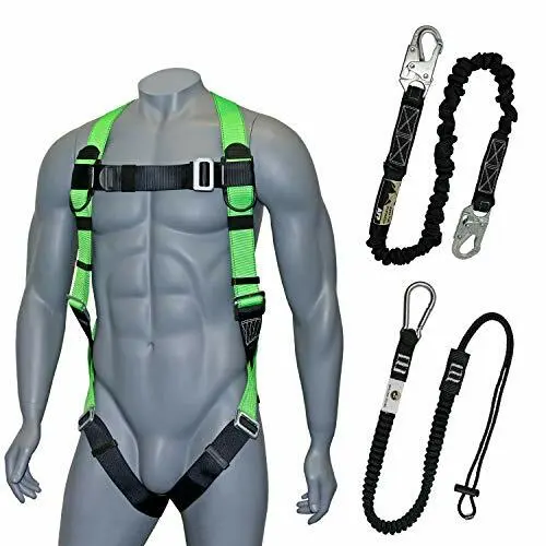 Fall Protection Safety Harness with Dorsal D Ring Roofing Kit Lanyard and Tool